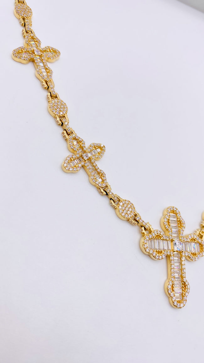 Cadena cruz 14k, 55cm x 16mm