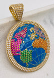 Medalla mundo 14k,  3.5 cm x 3cm