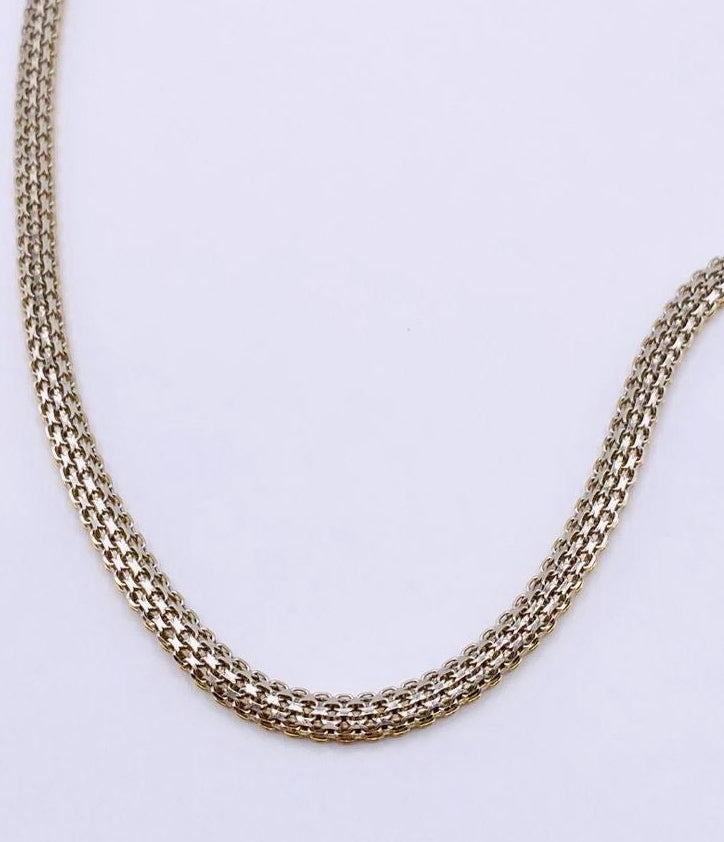 Cadena tejido snake reversible 14k, 40cm
