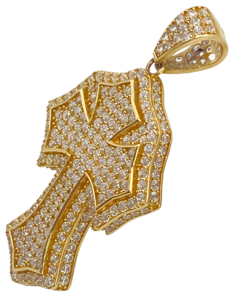 Medalla cruz zirconia 14k