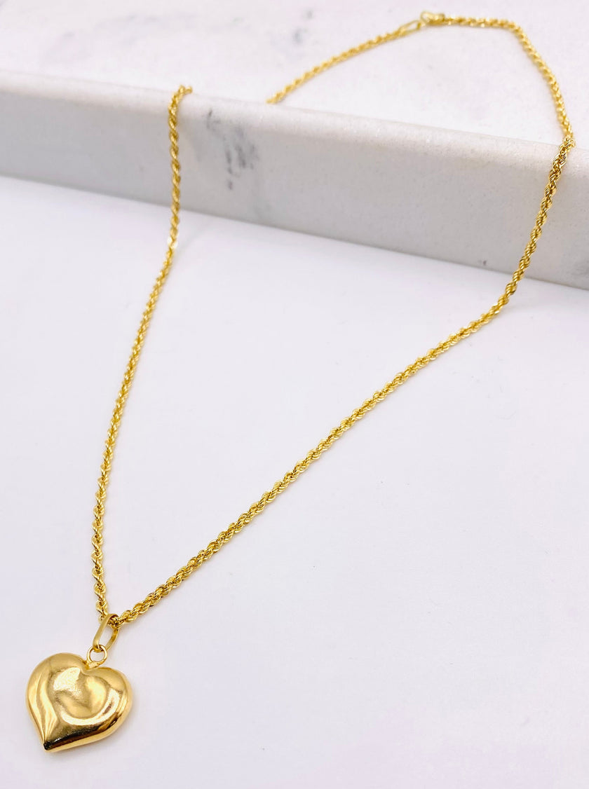 Cadena medalla de corazón 18k 40cm x 1.2mm