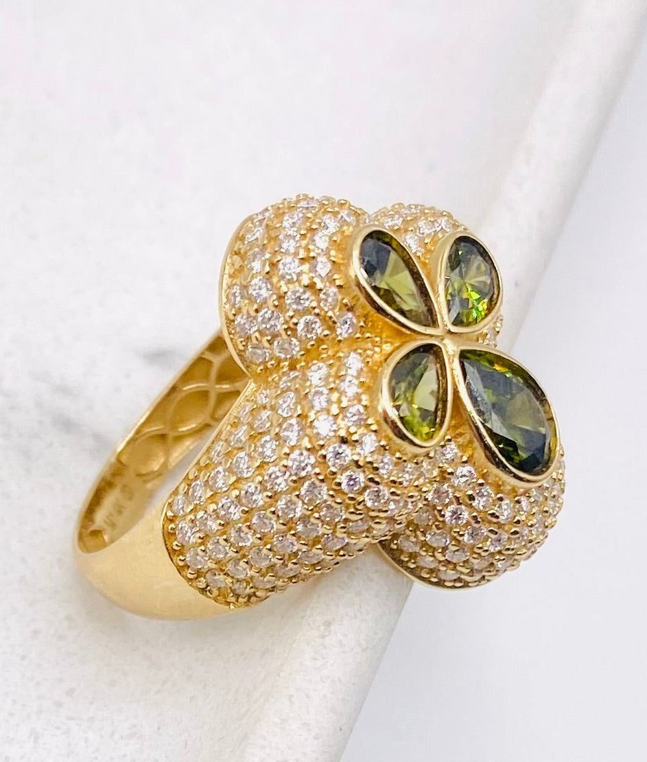 Anillo flor 14k, talla #22