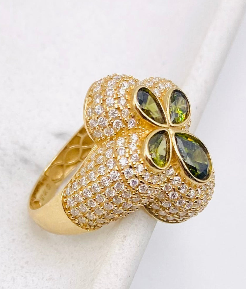 Anillo flor 14k, talla #22