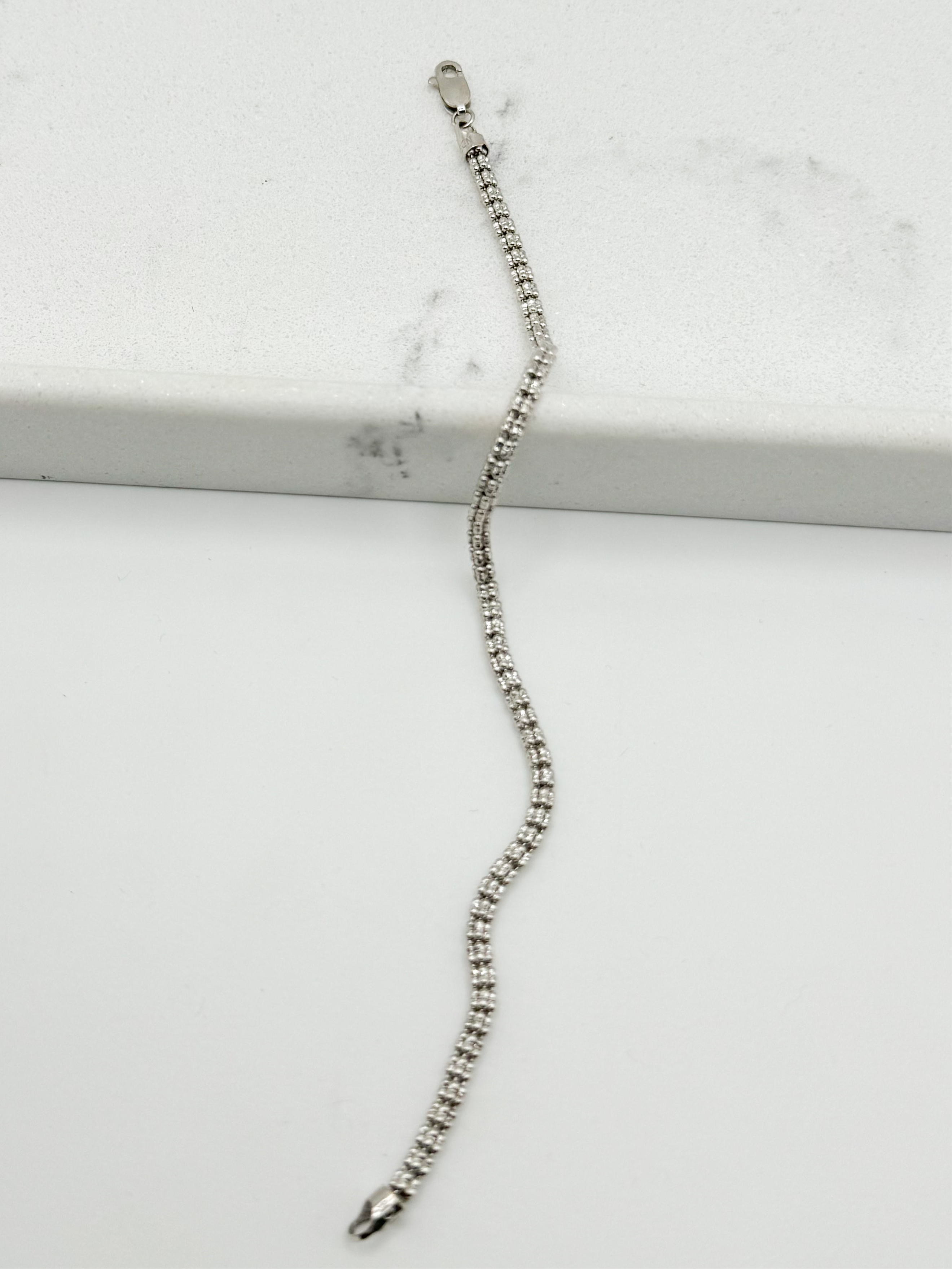 Guillo ice blanco 14k, 21cm x 3.2mm