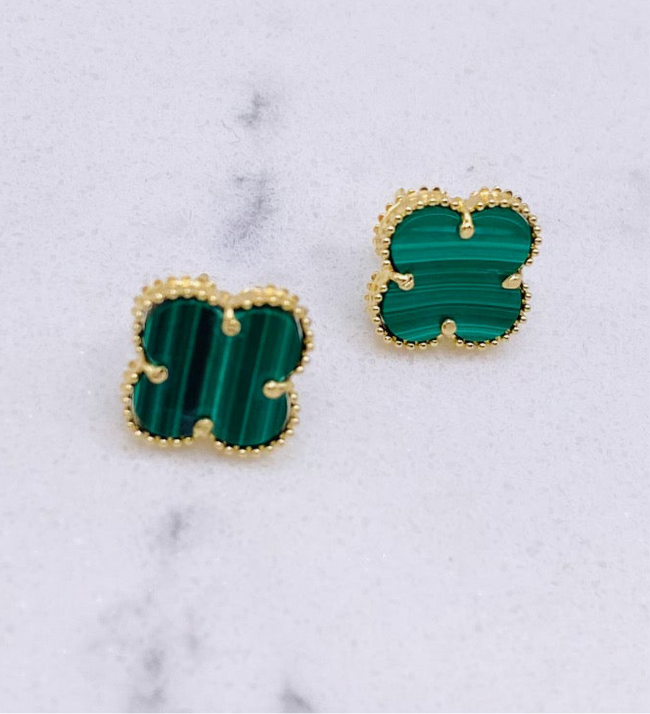 Aretes trébol 14k  1cm