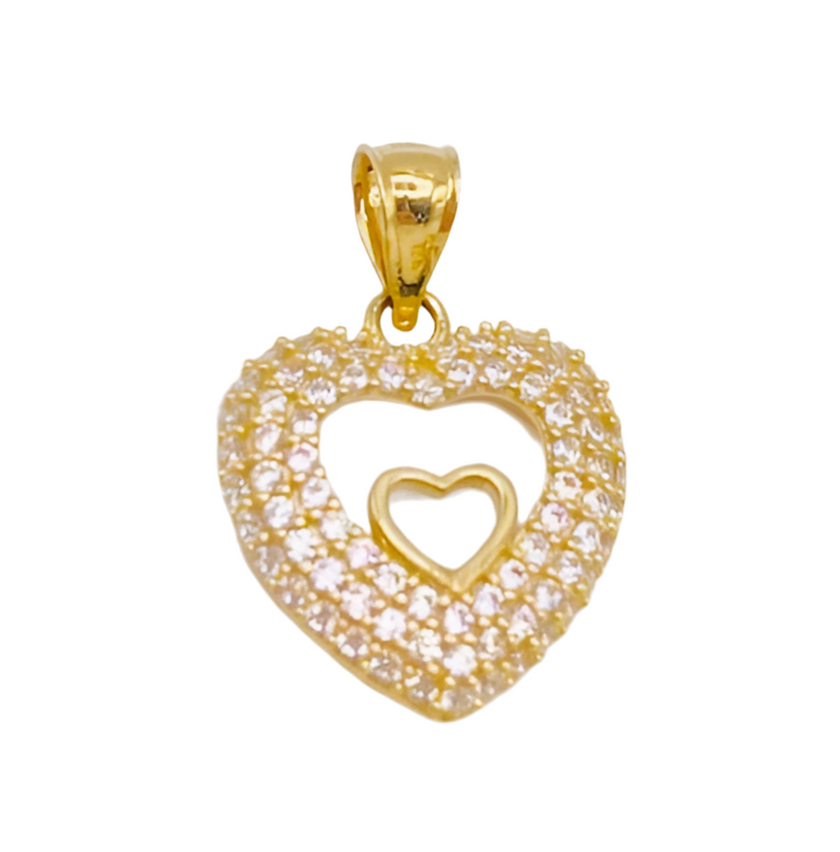 Corazon zirconia 14k, 2.4cm x 1cm