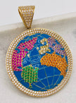 Medalla mundo 14k,  3.5 cm x 3cm