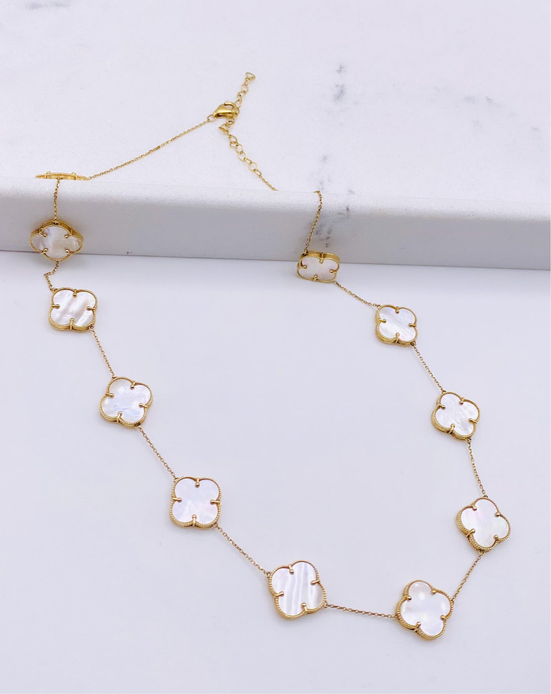 Cadena trébol 14k, 45cm