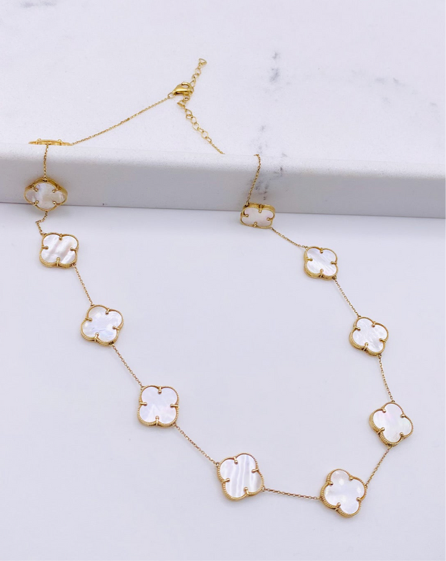 Cadena trébol 14k, 45cm