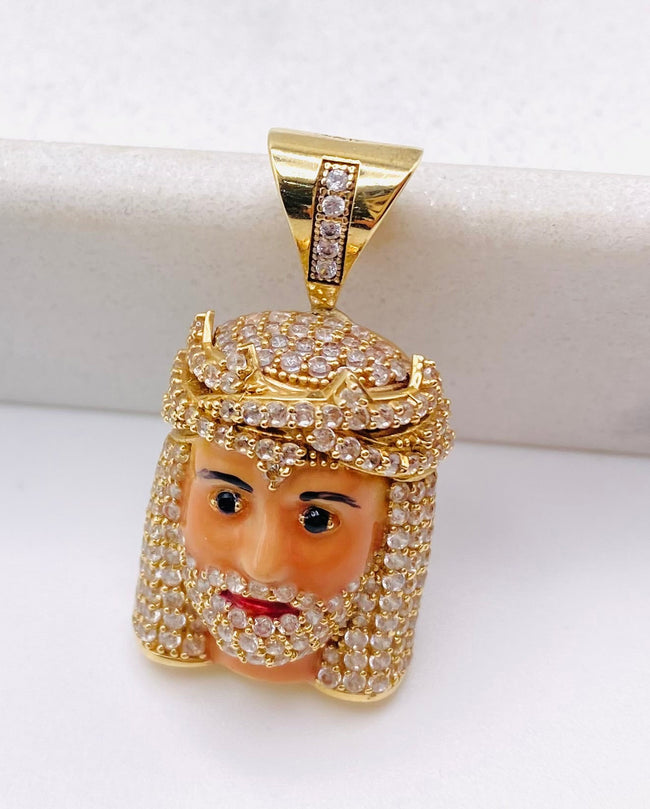 Medalla cara de cristo 14k, 3cm x 1.5cm