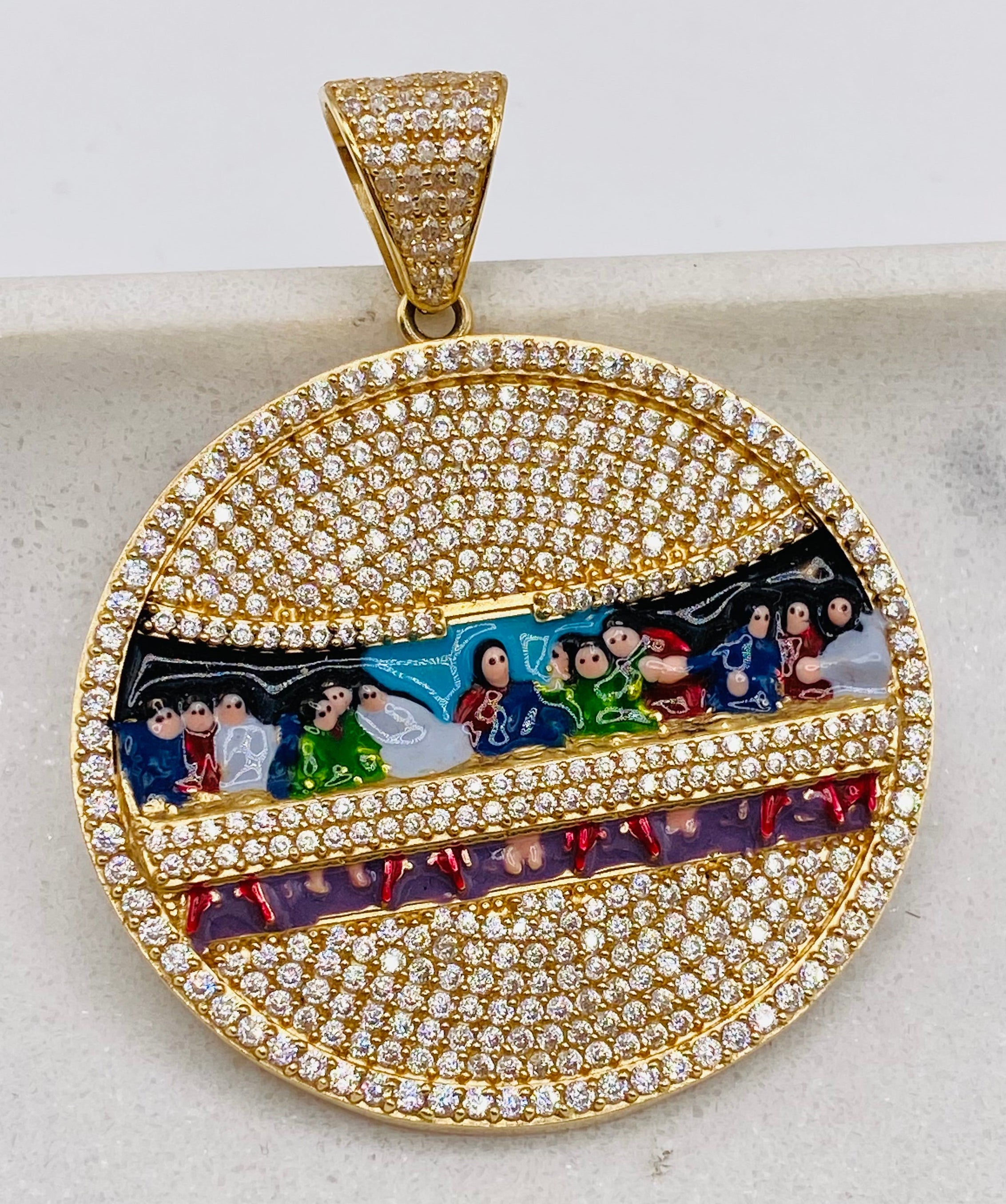 Medalla santa cena 14k, 5cm x 4cm