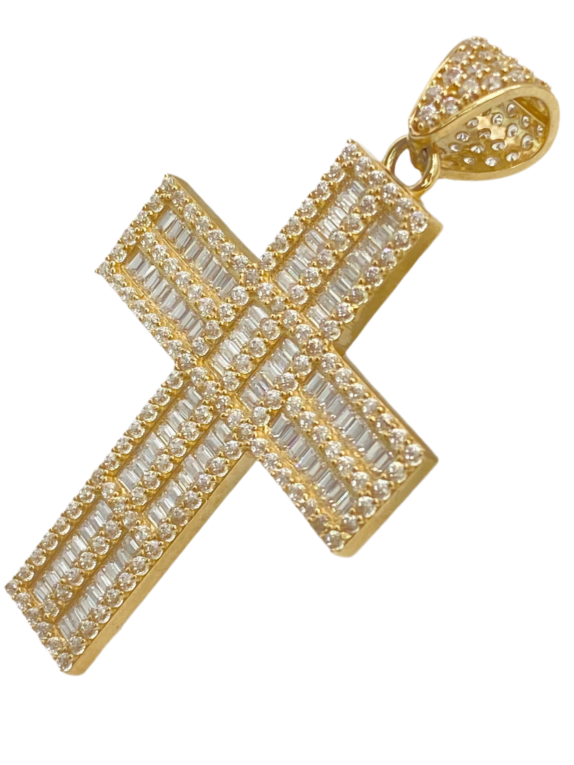Medalla cruz zirconia 14k.