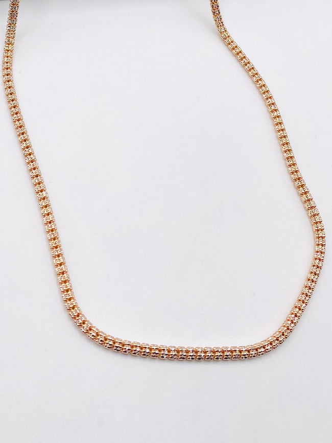 Cadena luna ice rosa 18k, 60cm x 3.2mm
