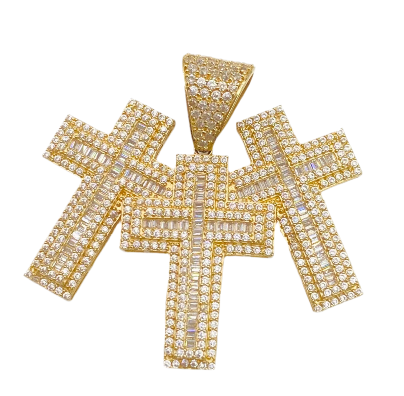 Medalla de cruz con zirconia 14k