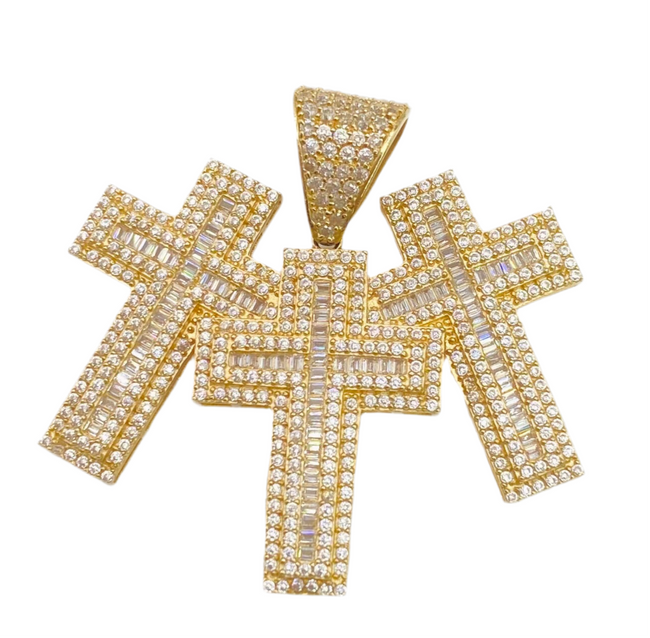 Medalla de cruz con zirconia 14k