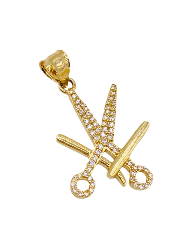 Medalla tijera 14k, 36mm x 21.2mm