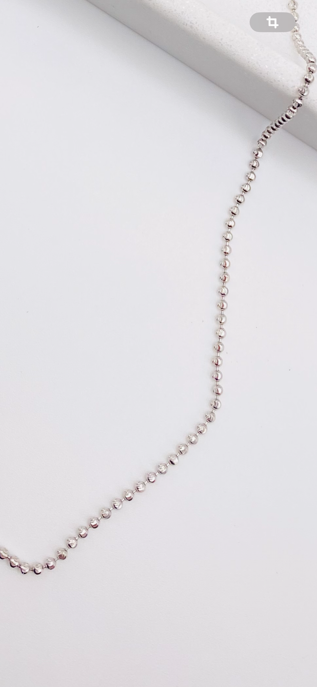 Cadena tejido Luna blanca 14k