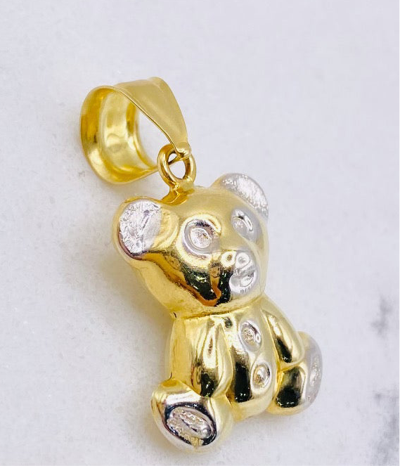 Medalla oso 14k, 3cm x 14.2mm