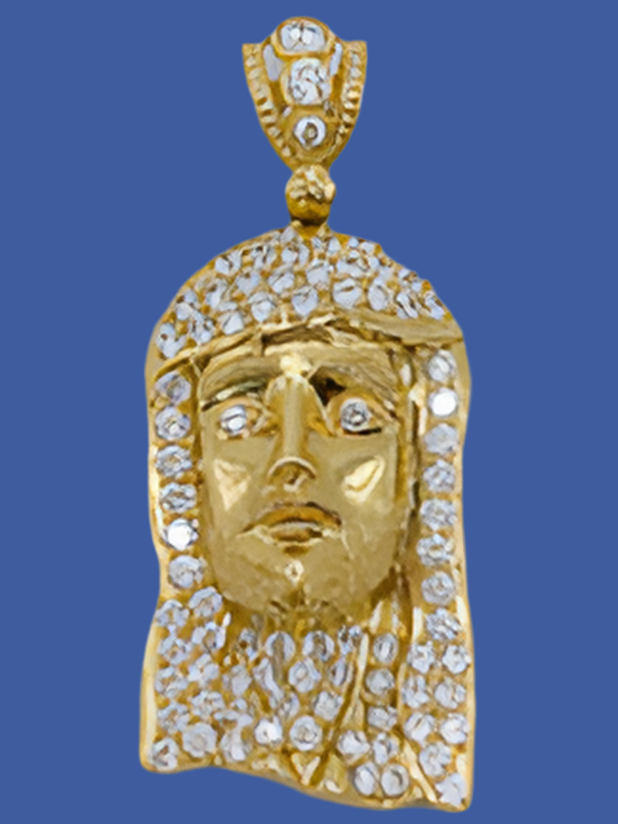 Medalla cara de cristo 14k, 6cm x 25 mm