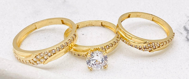 Anillo trío de boda 14k. H#23. M#16