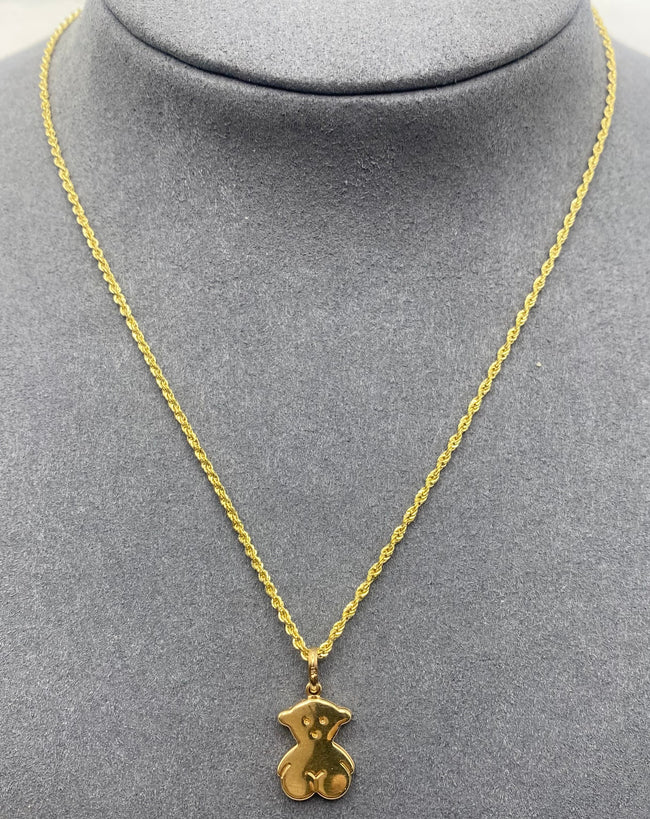 Cadena con medalla 14k, 45cm x 0.80mm.