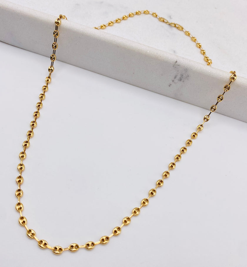 Cadena grano de café 18k, 45cm x 3.3mm