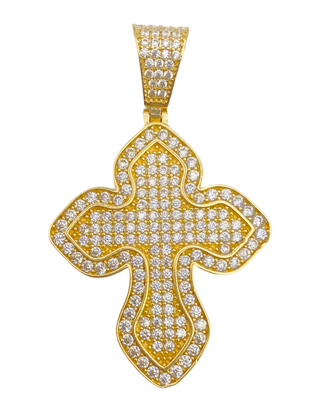 Medalla cruz zirconia 14k