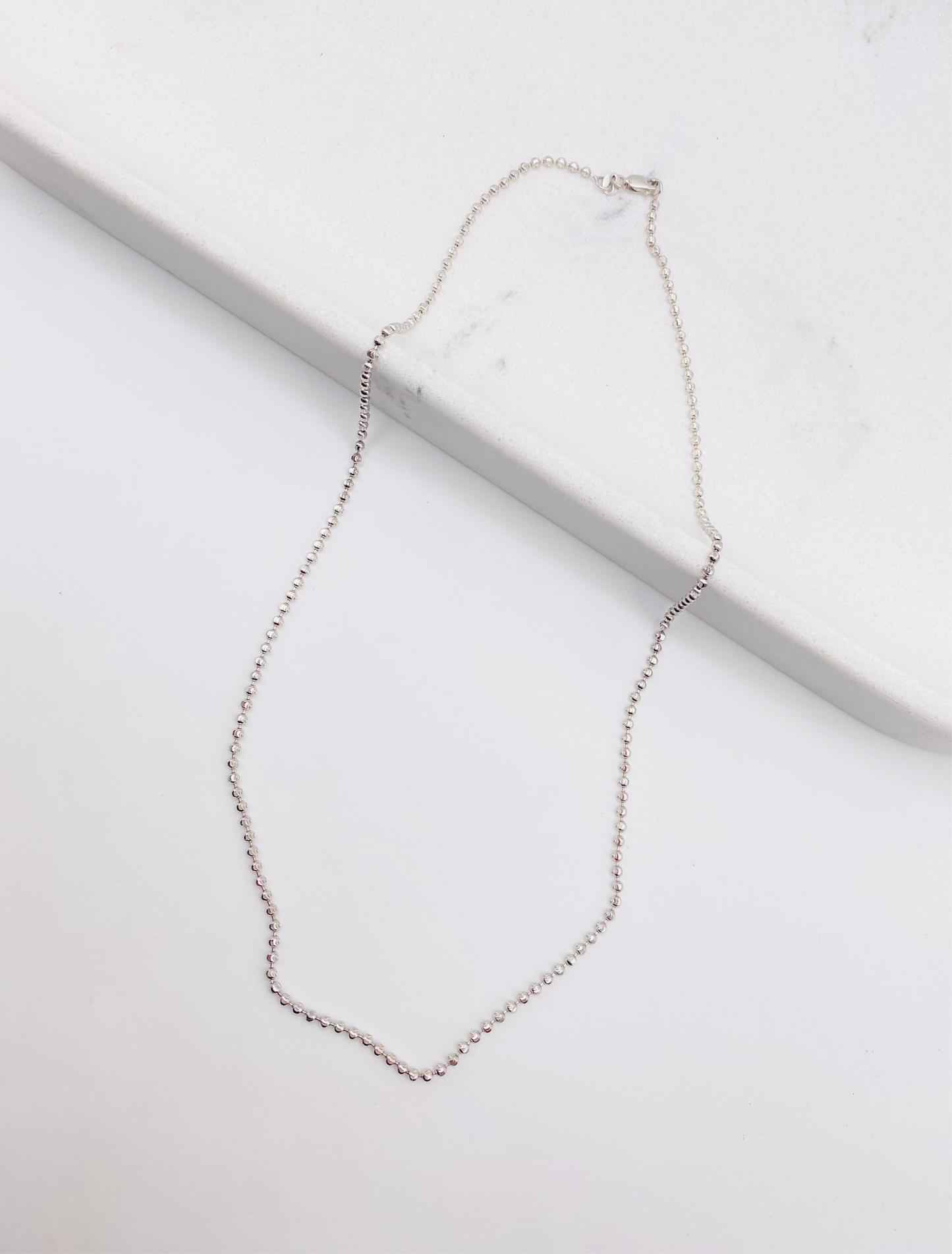 Cadena tejido Luna blanca 14k