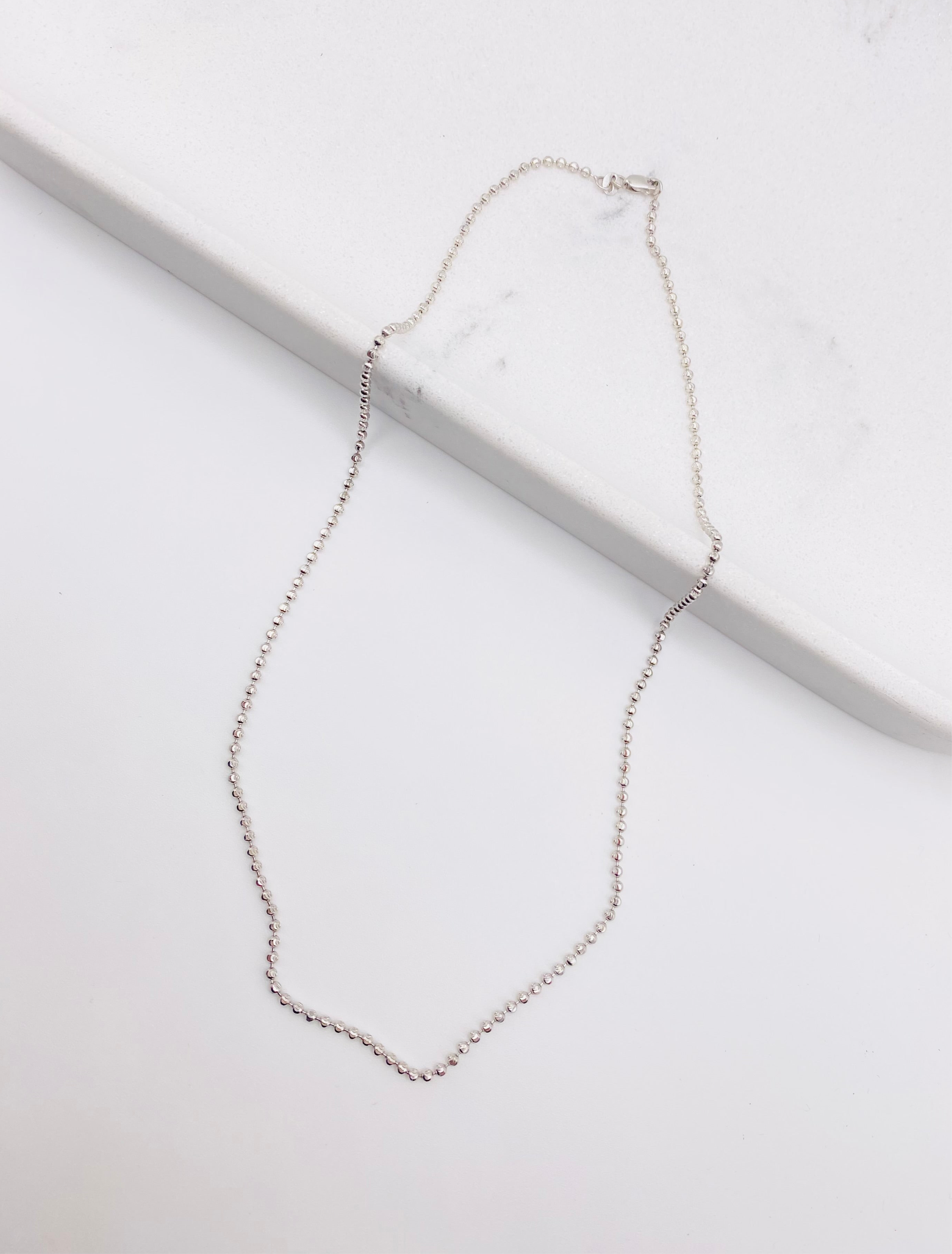 Cadena tejido Luna blanca 14k