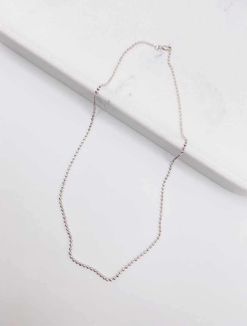 Cadena tejido Luna blanca 14k