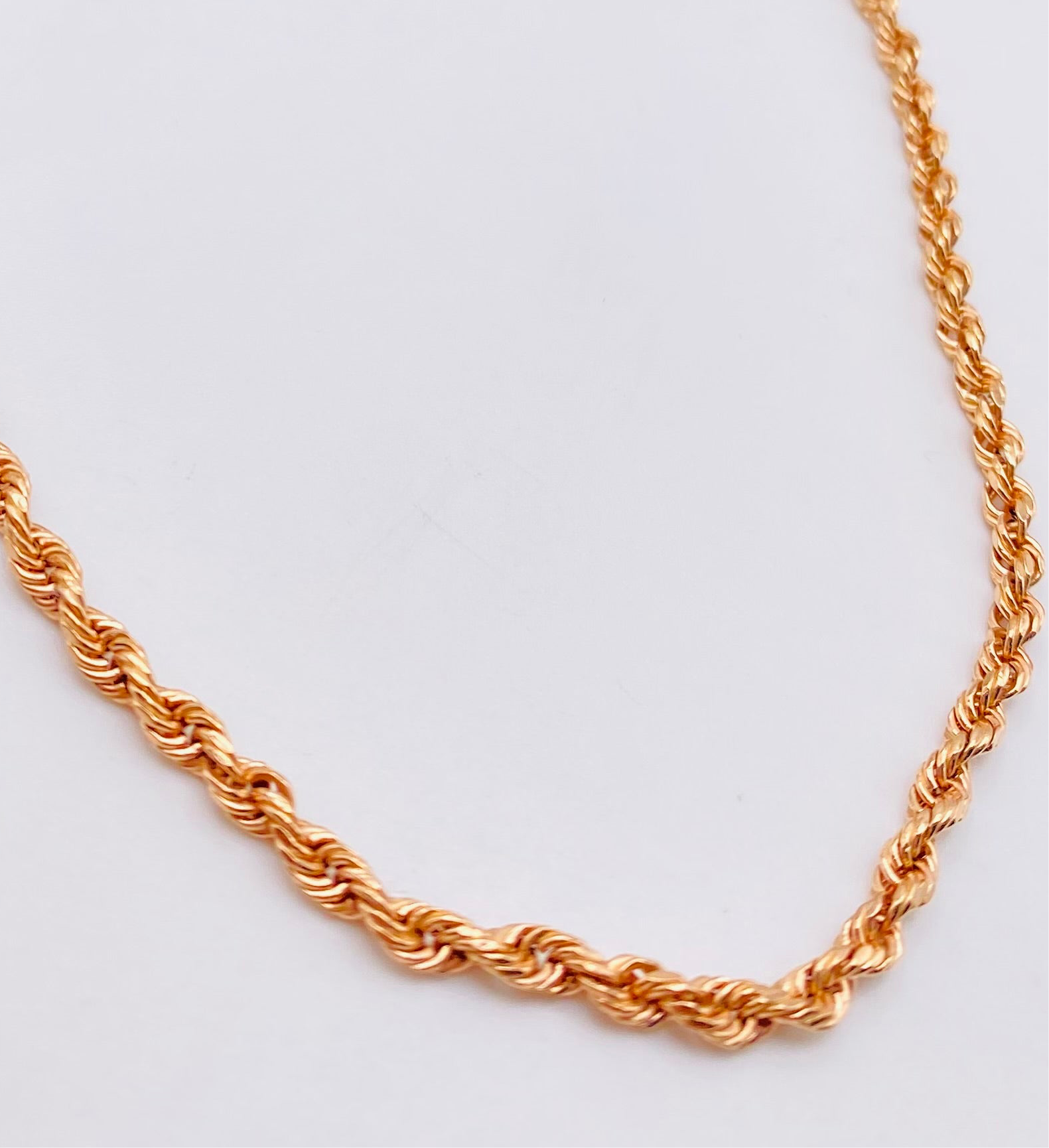 Cadena soga rosa 14k,  50cm x 3mm