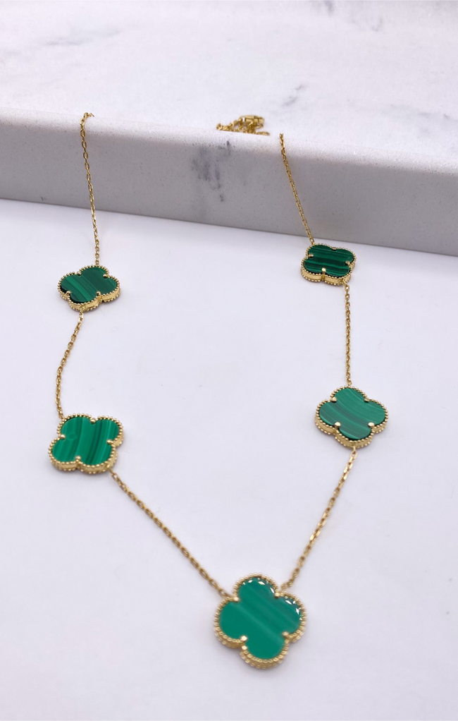 Cadena trébol 14k, 45cm