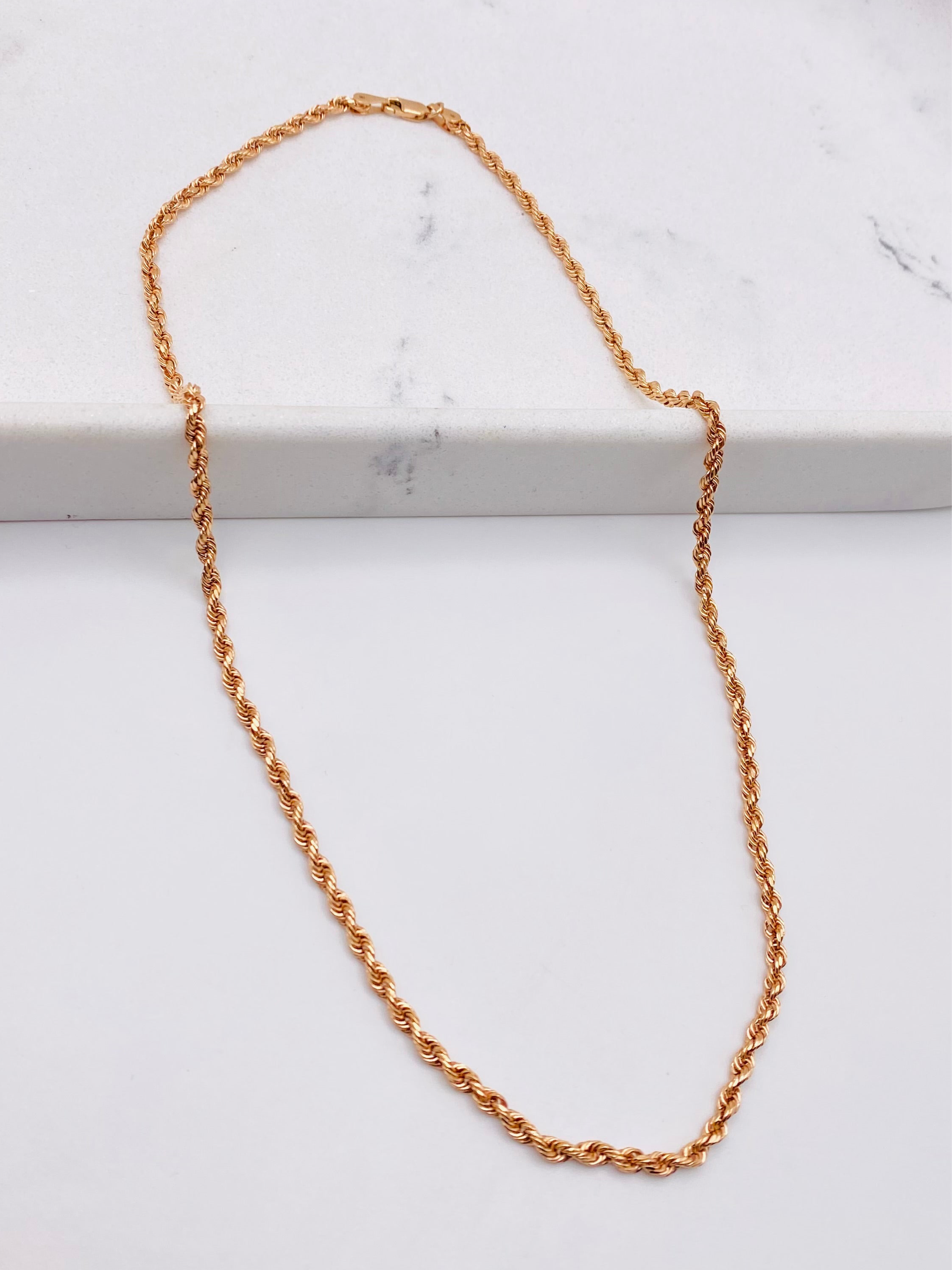 Cadena soga rosa 14k,  50cm x 3mm