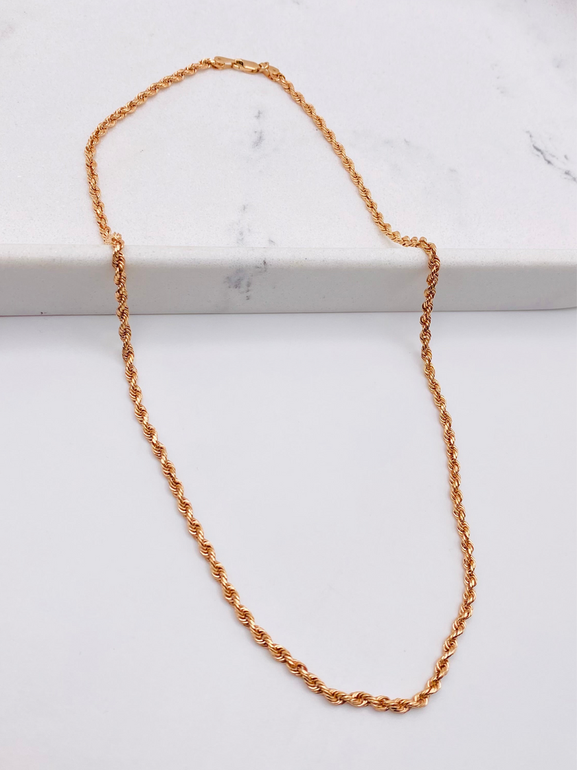 Cadena soga rosa 14k,  50cm x 3mm
