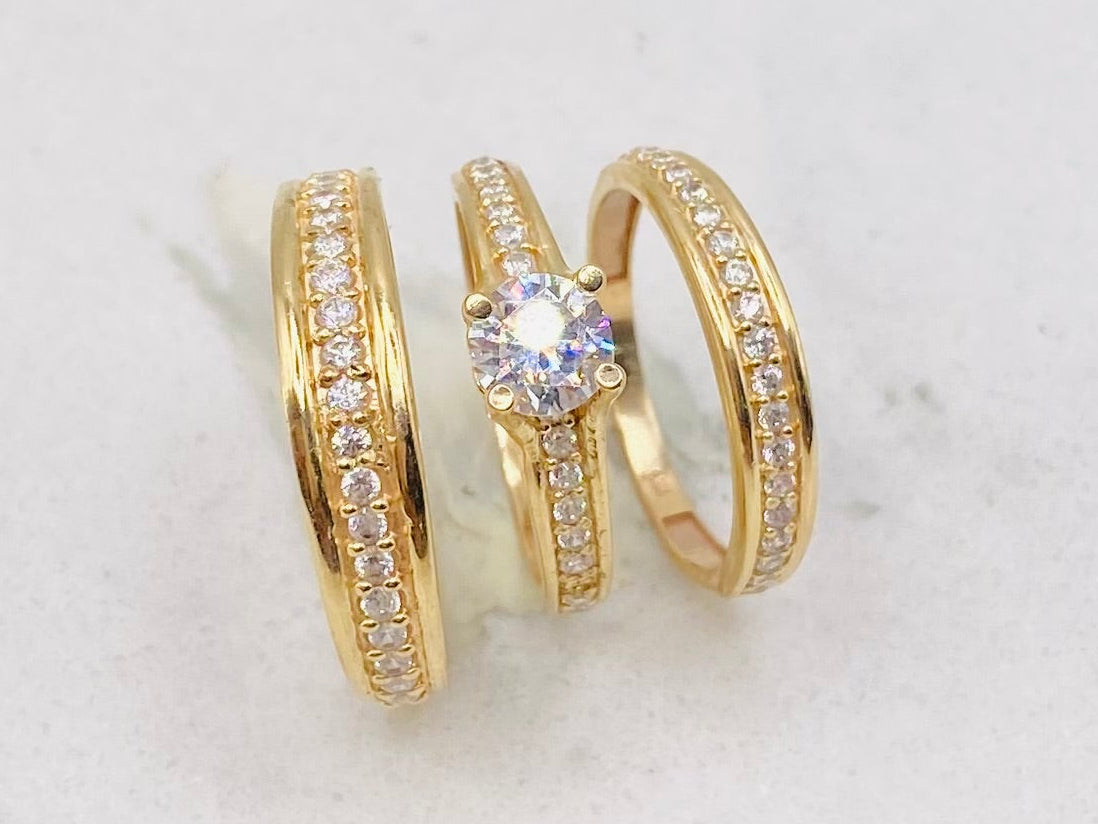 Anillo trío de boda 14k. M#15. H#22