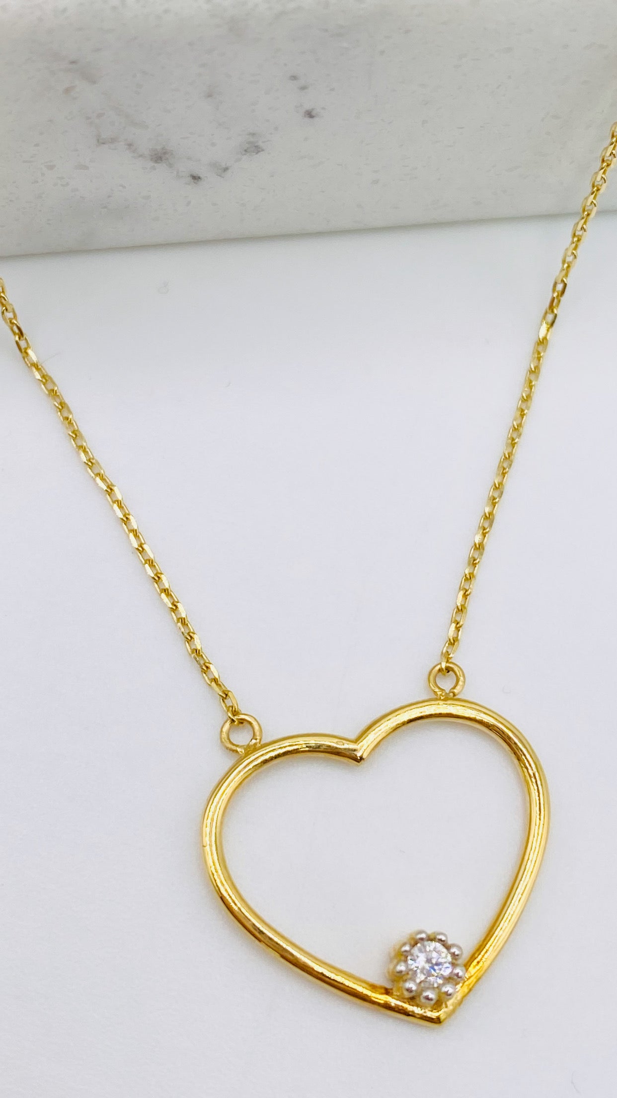 Cadena de corazón 14k, 45cm x 0.6mm