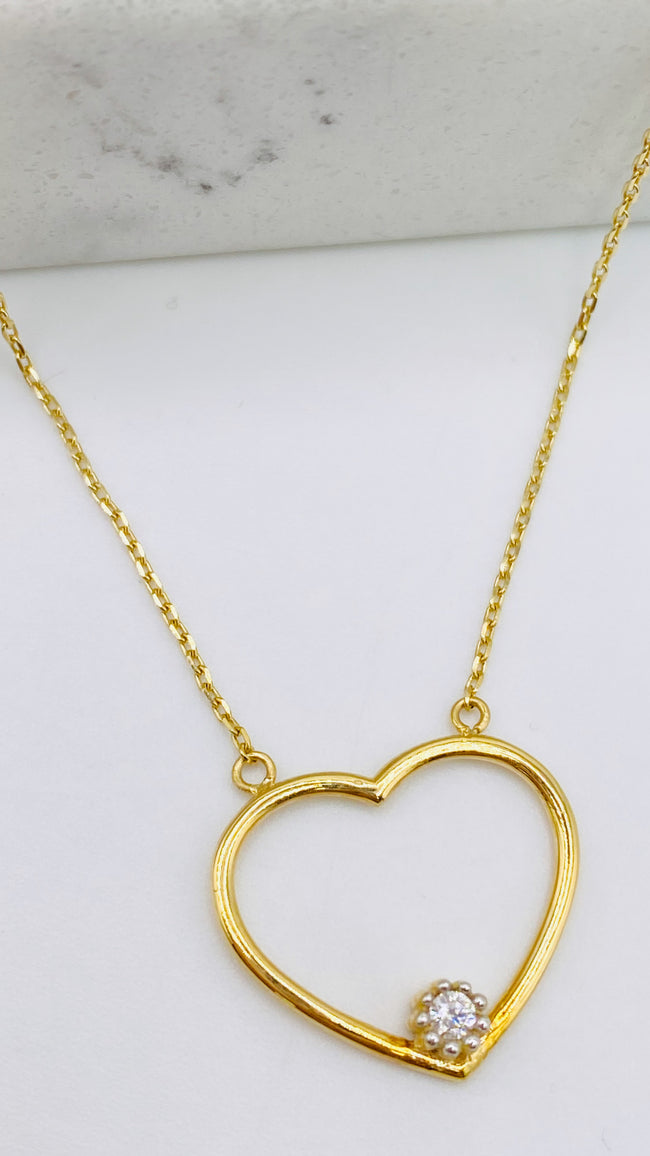 Cadena de corazón 14k, 45cm x 0.6mm