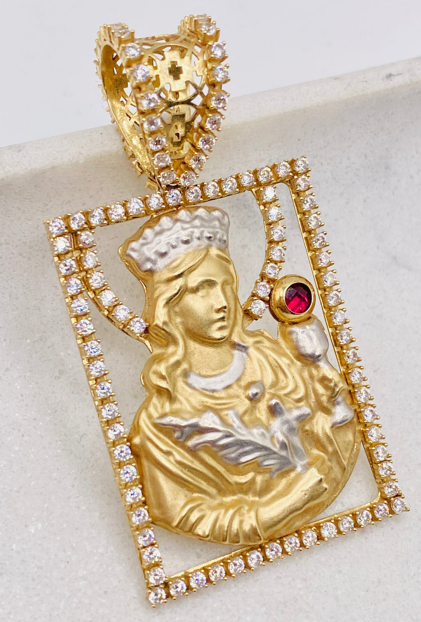 Medalla virgen 14k, 5.5cm x 3cm