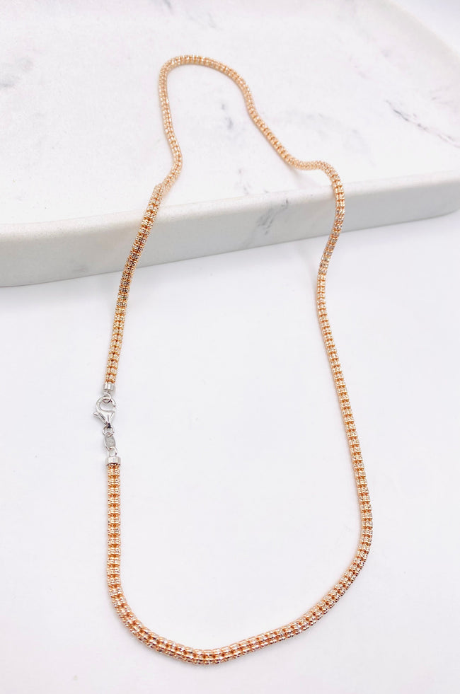 Cadena luna ice rosa 18k, 60cm x 3.2mm