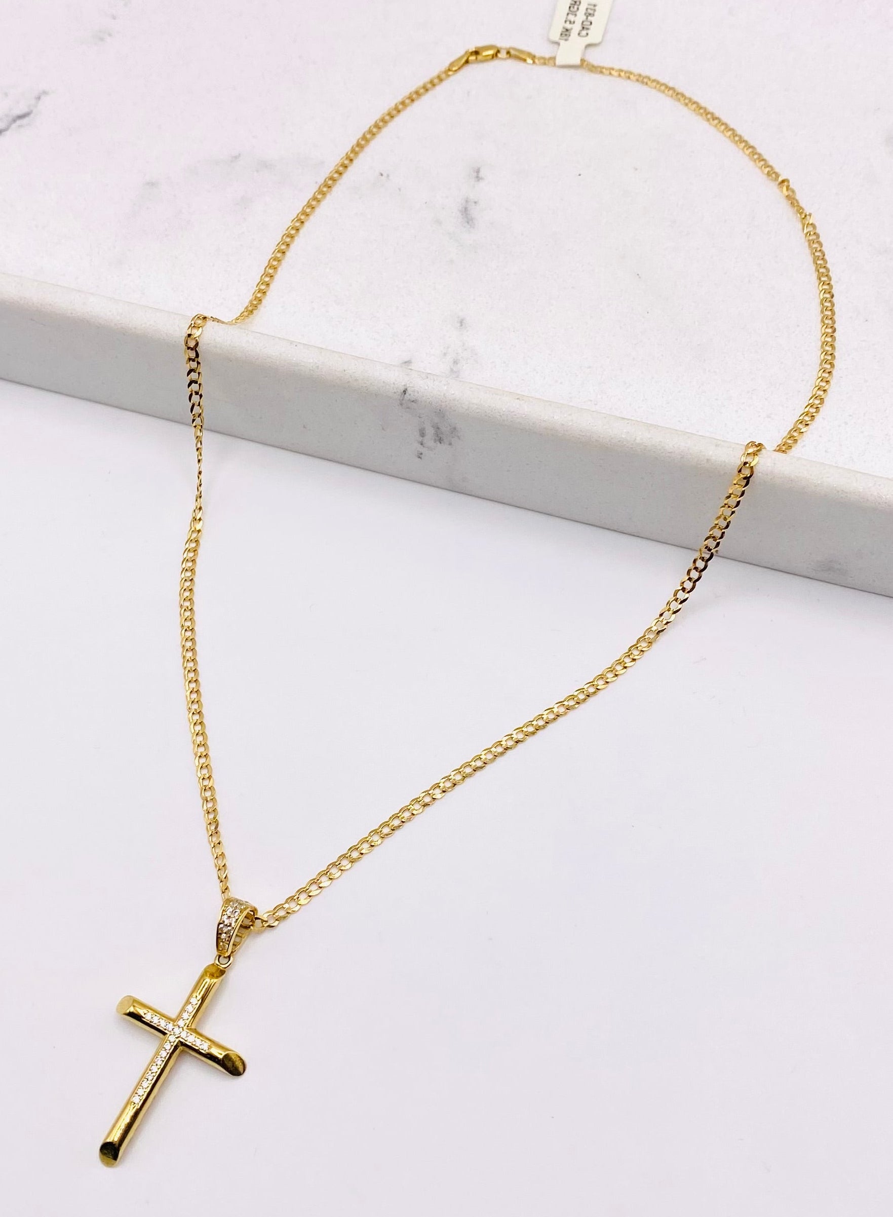 Cadena medalla cruz 18k, 50cm x 2.1mm