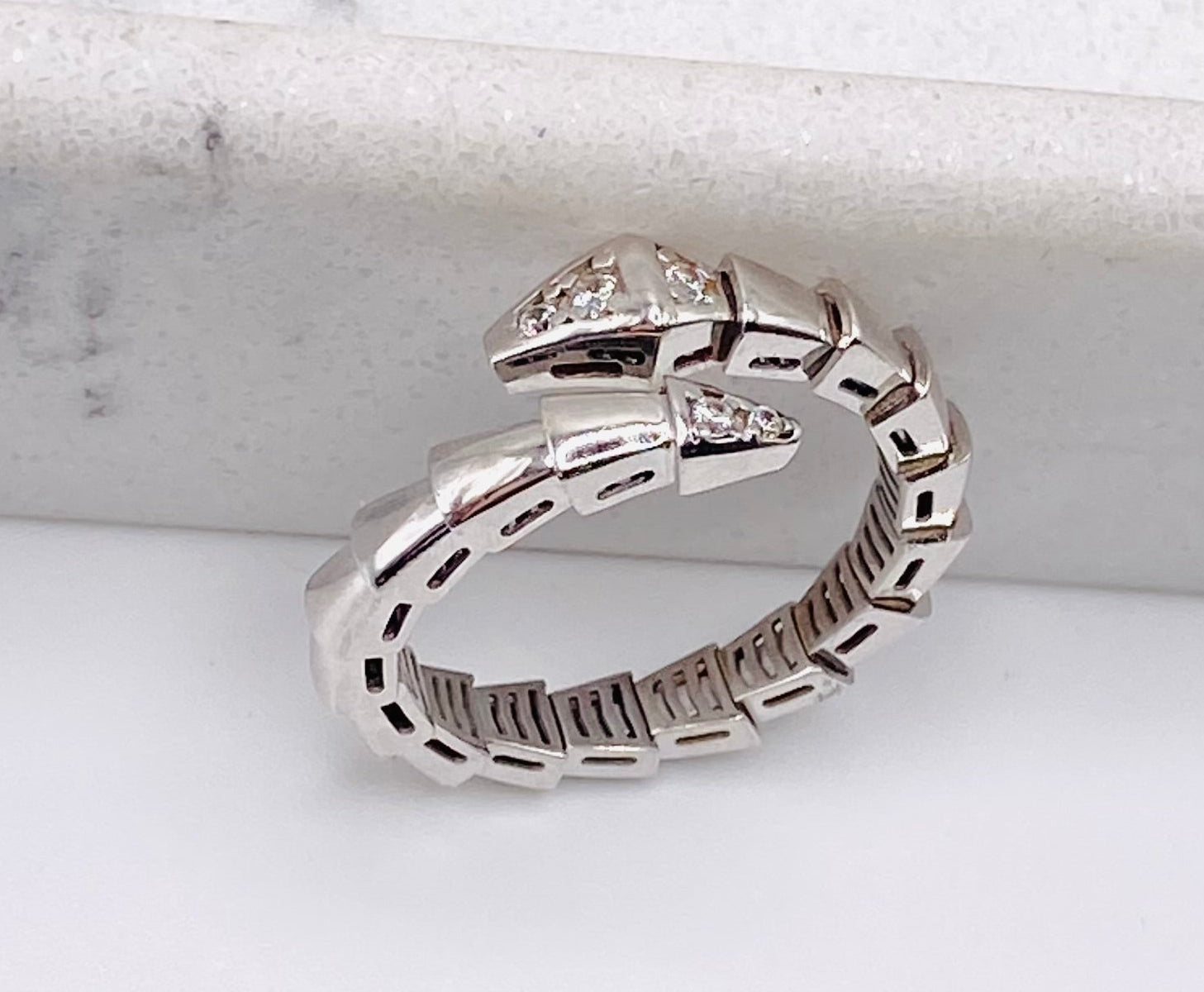 Anillo snake blanco 14k, #17