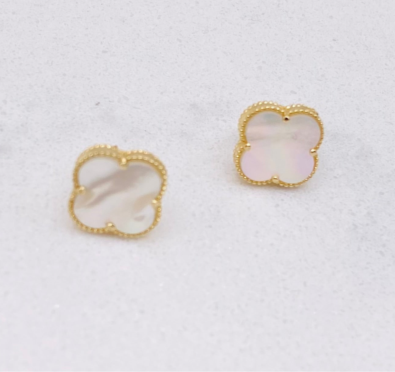 Aretes trébol 14k, 1cm