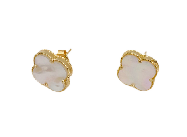Aretes trébol 14k, 1cm