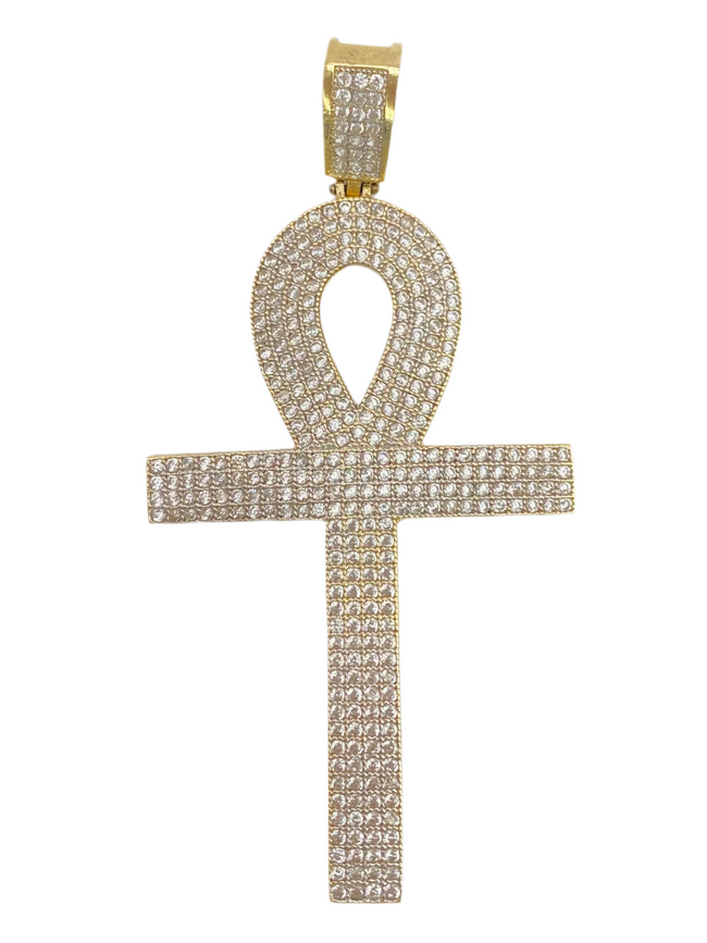 Medalla cruz zirconia 14k