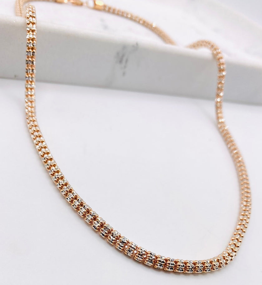 Cadena luna ice rosa 14k, 55cm x 3.8mm