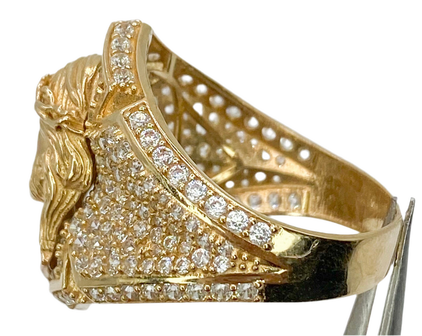 Anillo cara de cristo 14k, talla 22