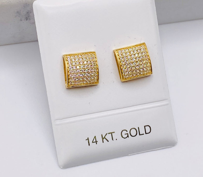 Aretes cuadrado 14k, 10mm