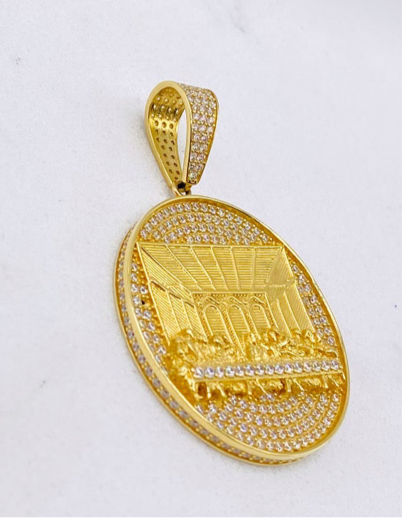 Medalla santa cena 18k, 5cm x 3cm