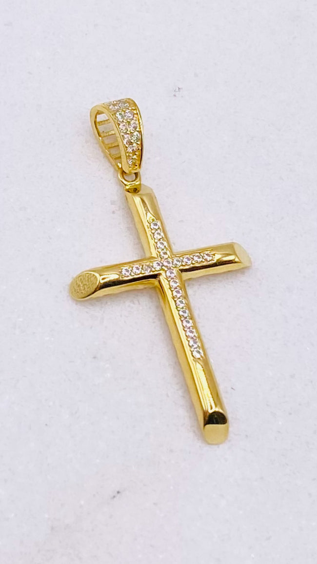 Medalla cruz 18k, 4cm x 2cm