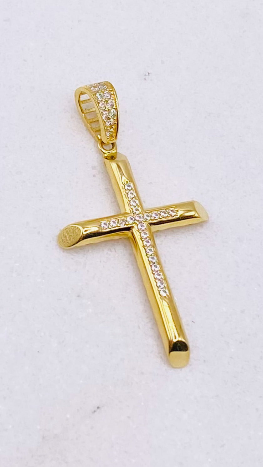 Medalla cruz 18k, 4cm x 2cm
